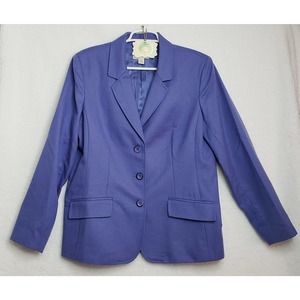 Appleseed's Wool Career Blazer Womens 14 Periwinkle Blue Purple Career